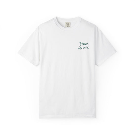 a white t-shirt with a logo on it