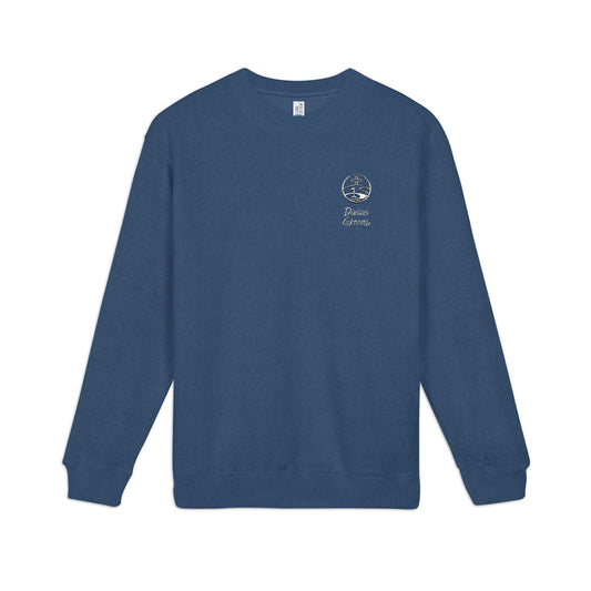 a blue sweater with a logo on it