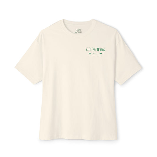 a white t-shirt with green text