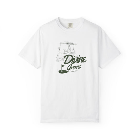 Divine Greens Golf T-Shirt — Proverbs 3:5 Christian Golf Graphic Tee
