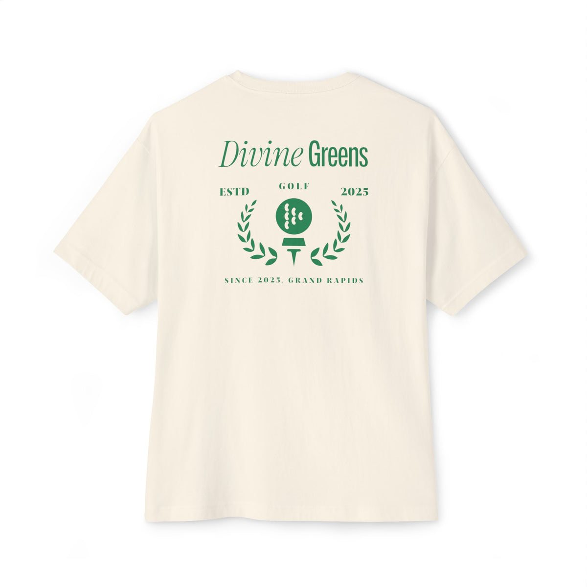 a white t-shirt with green text on it