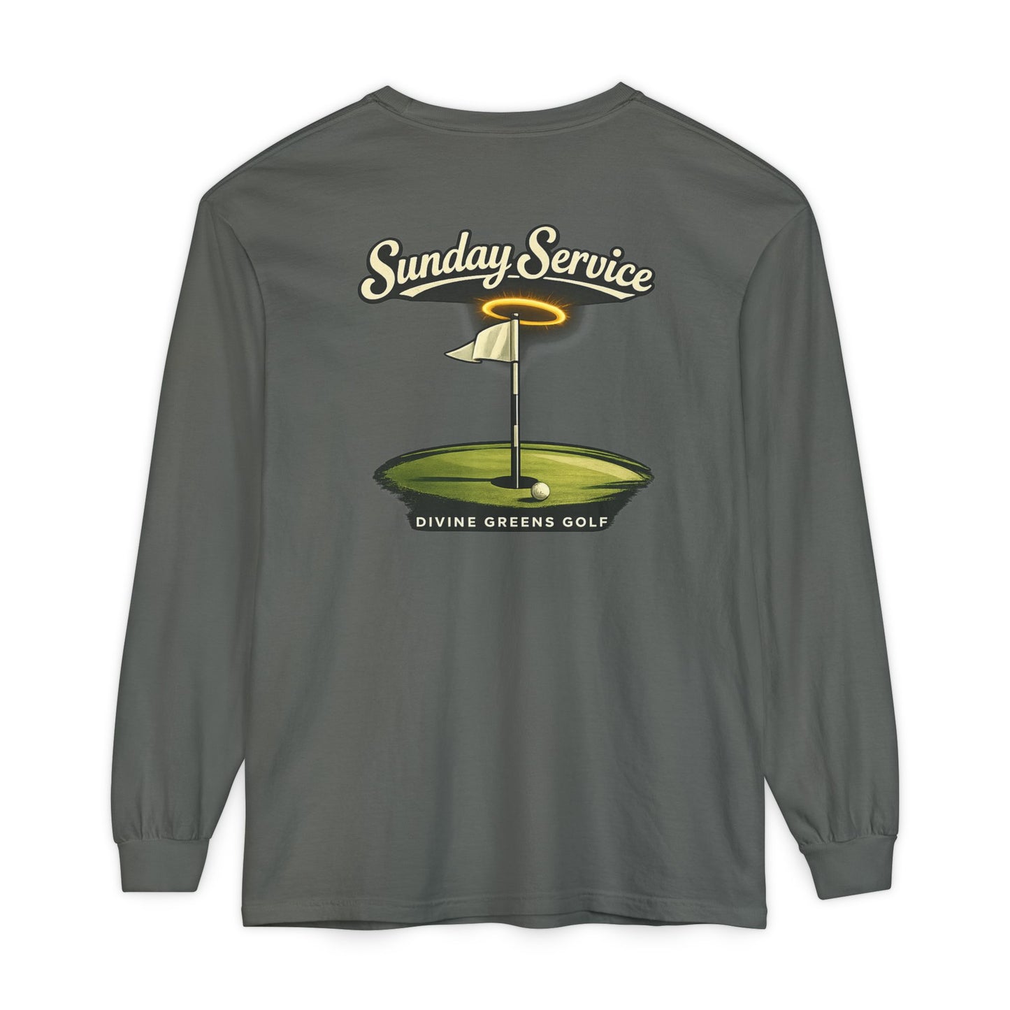 Sunday Service Golf Long Sleeve Tee — Divine Greens Logo