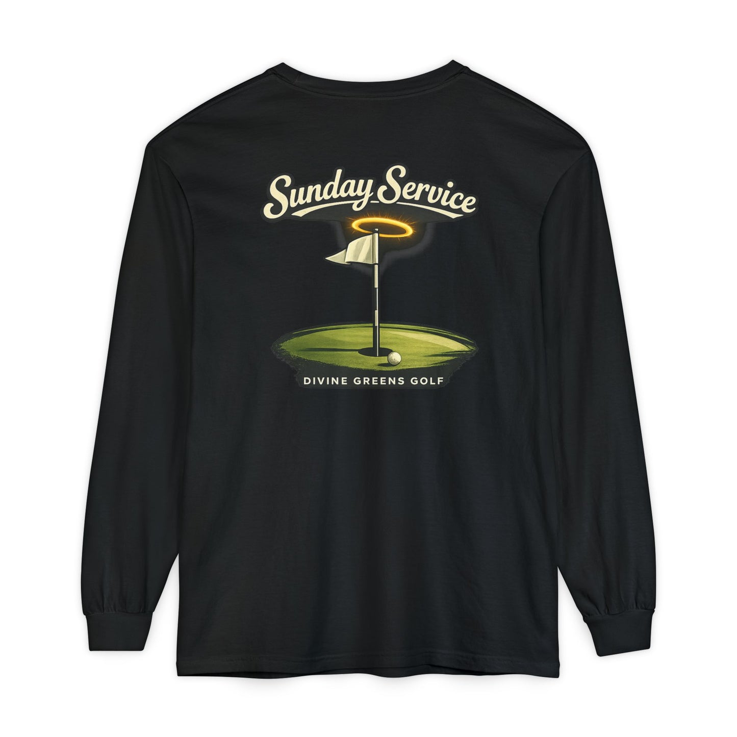 Sunday Service Golf Long Sleeve Tee — Divine Greens Logo